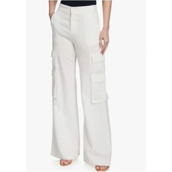 Alice + Olivia Pants - Alice + Olivia Hayes Wide Leg Cargo Pants Trousers Womens Size 2 Off White EUC